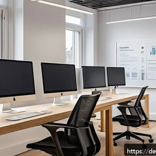 제품디자인 자격증으로 업계 네트워킹 방법 - A professional German UX designer in a modern co-working space, focused on user experience design on...