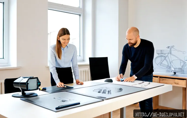 제품디자인 관련 연간 이직률 - Photorealistic modern product design studio in Germany, a diverse team of adult industrial designers...